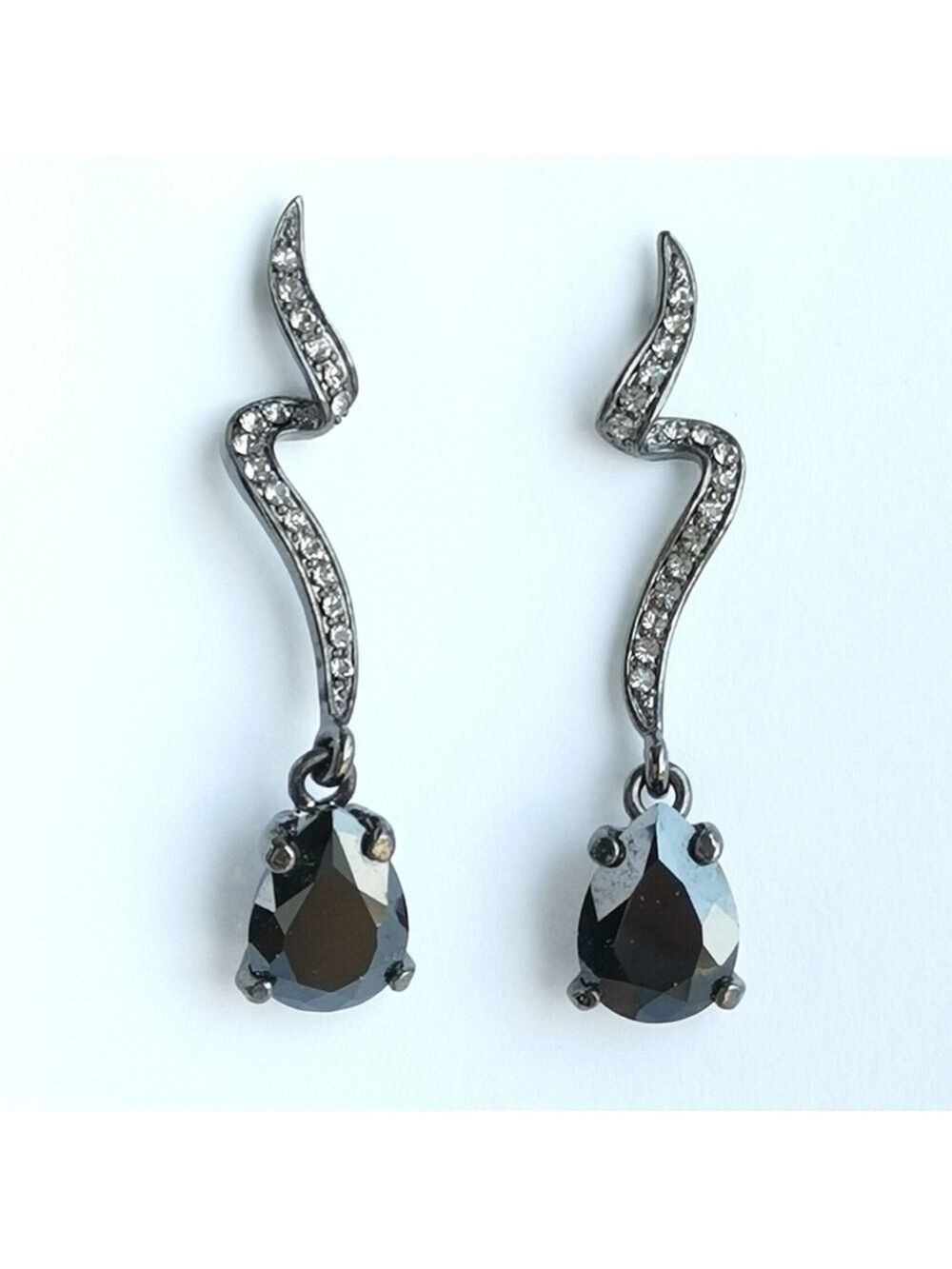 Long Black CZ and Smoke Crystals chandelier earrings 🆕